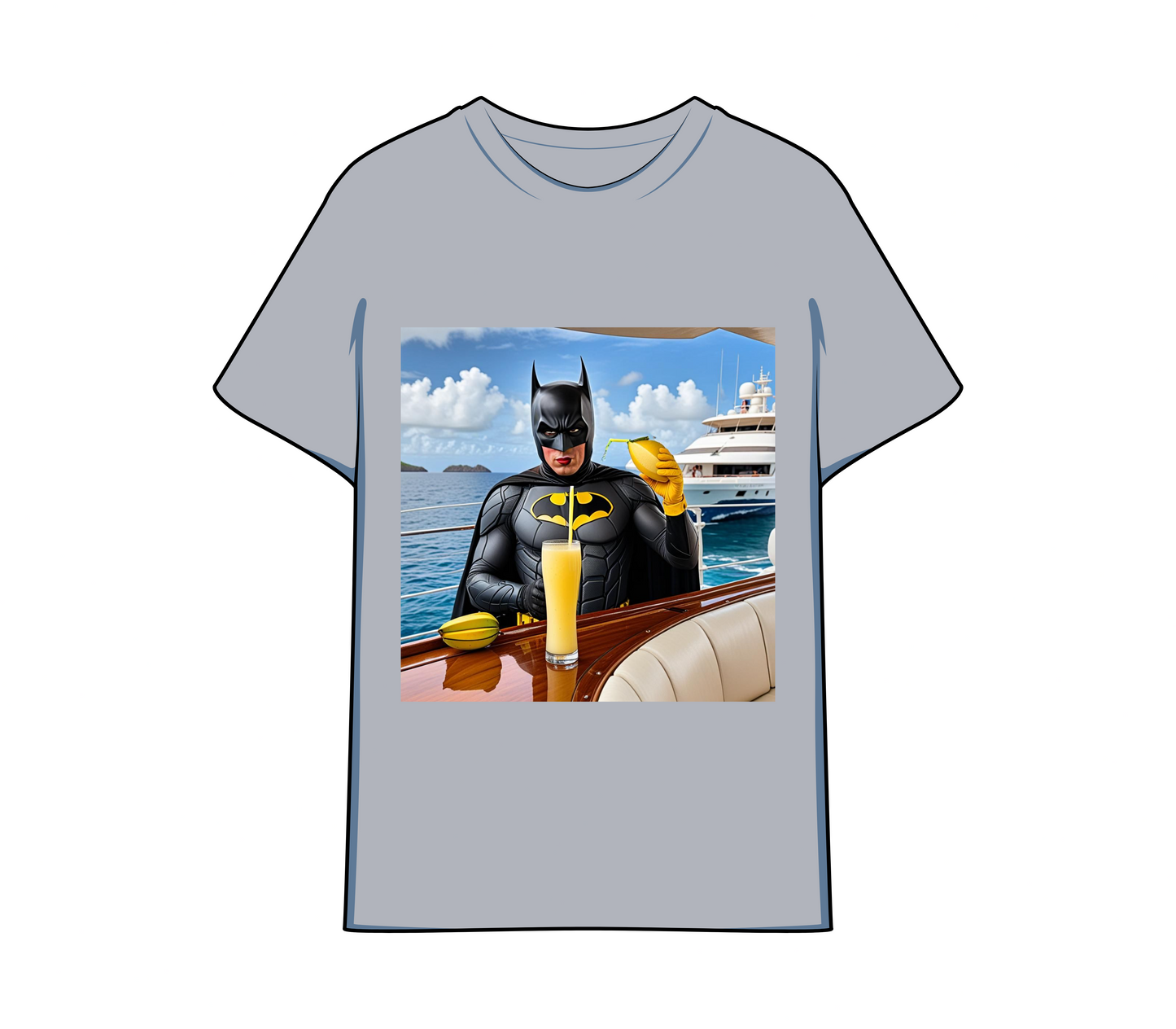 T shirt with BatMan on a Boat