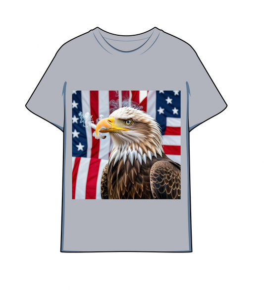 Eagle Smoking a Joint in Front of the American Flag T shirt