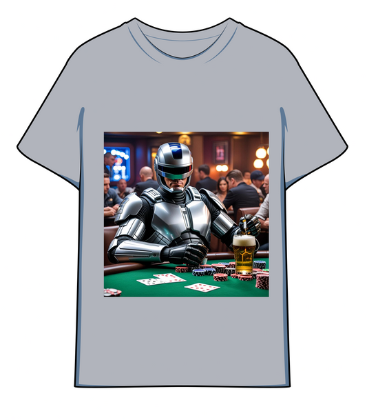 Robocop at the poker table on T shirt