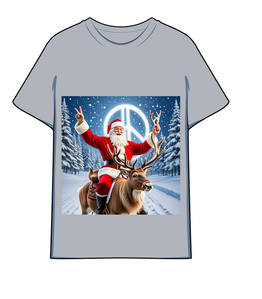 Santa Claus Holding up a Peace Sign on T shirt