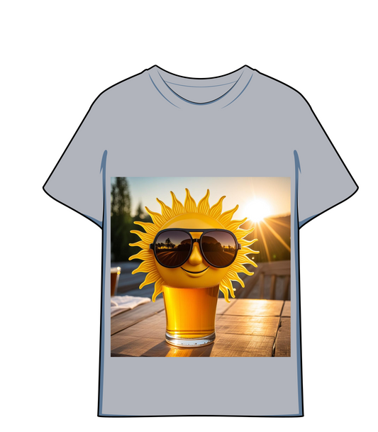The Sun Wearing Sun Glasses on a T shirt
